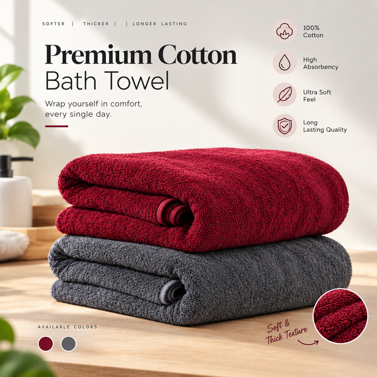 Cotton Bolls Textiles Pack of 2
Quick Dry Microfiber Bath Towel